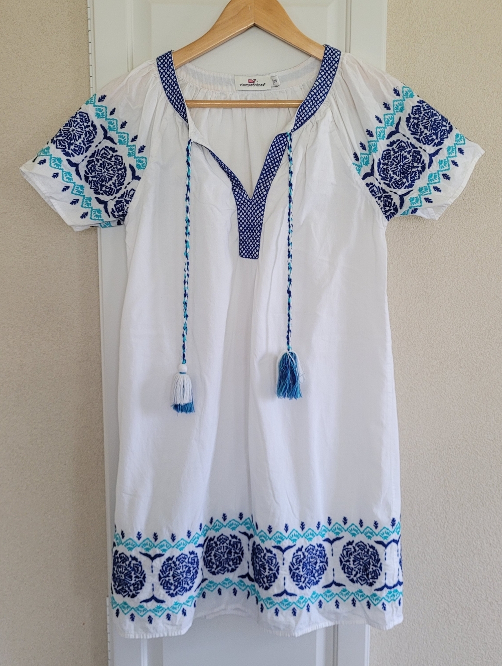 Vineyard Vines White Embroidered Tassel Dress Size XXS